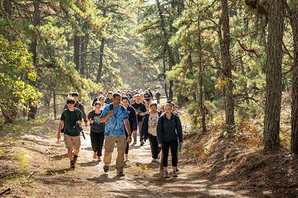 Vik Iyengar, PhD, leads his class on a field trip to the Pine Barrens, New Jersey. Vik Iyengar, PhD, leads his class on a field trip to the Pine Barrens, New Jersey.