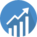 impactful icon with arrow pointing up and bar chart