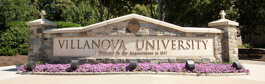 Villanova University sign at an entrance to campus.