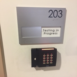 Room 203 door tag and swipe access key pad