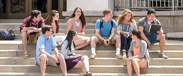 Image of Villanova students talking on campus